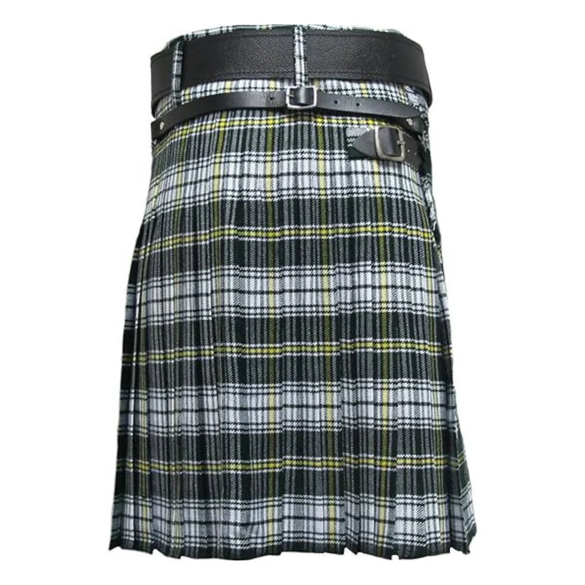 St. Patrick Tartan Kilt for Men – 8 Yard Acrylic Wool Kilt with Leather Straps & Chrome Buckles