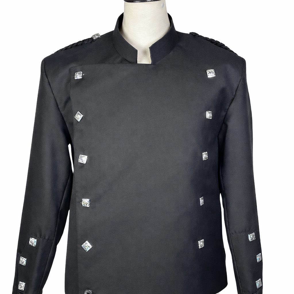 Black Montrose Doublet Kilt Jacket | Traditional Scottish Highland Dress Coat | Men’s Double-Breasted Formal Evening Jacket