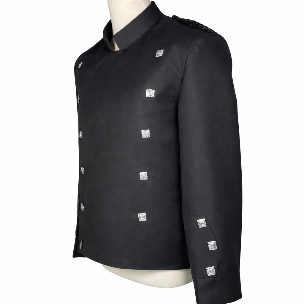 Black Montrose Doublet Kilt Jacket | Traditional Scottish Highland Dress Coat | Men’s Double-Breasted Formal Evening Jacket