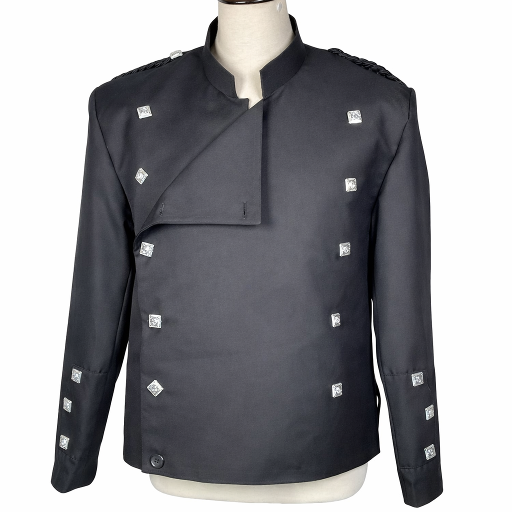 Black Montrose Doublet Kilt Jacket | Traditional Scottish Highland Dress Coat | Men’s Double-Breasted Formal Evening Jacket