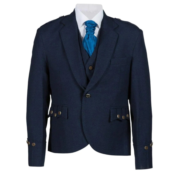 Men's Scottish Navy Tweed Argyle Jacket & 5-Button Vest