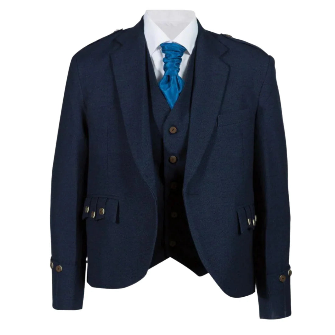 Men's Scottish Navy Tweed Argyle Jacket & 5-Button Vest